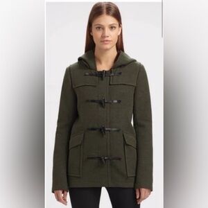 THEORY Small Petite Green Wool Toggle Peacoat